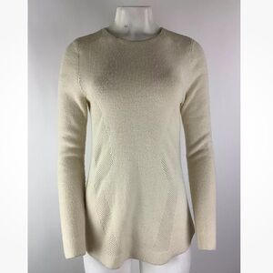 J. McLaughlin Womens Sz S 100% Merino Wool Pullover Sweater Cream Tight Knit